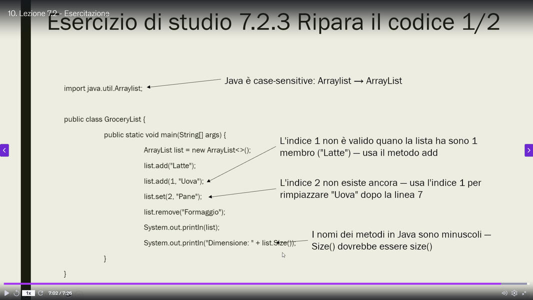 Esercitazioni - Trova e correggi l&#39;errore